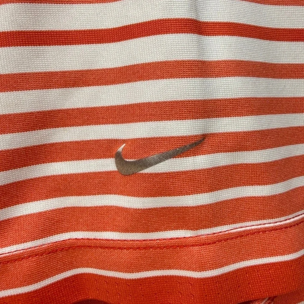 Nike‎ Golf Polo Shirt Tour Performance Dri-Fit Large Orange White Striped Mens